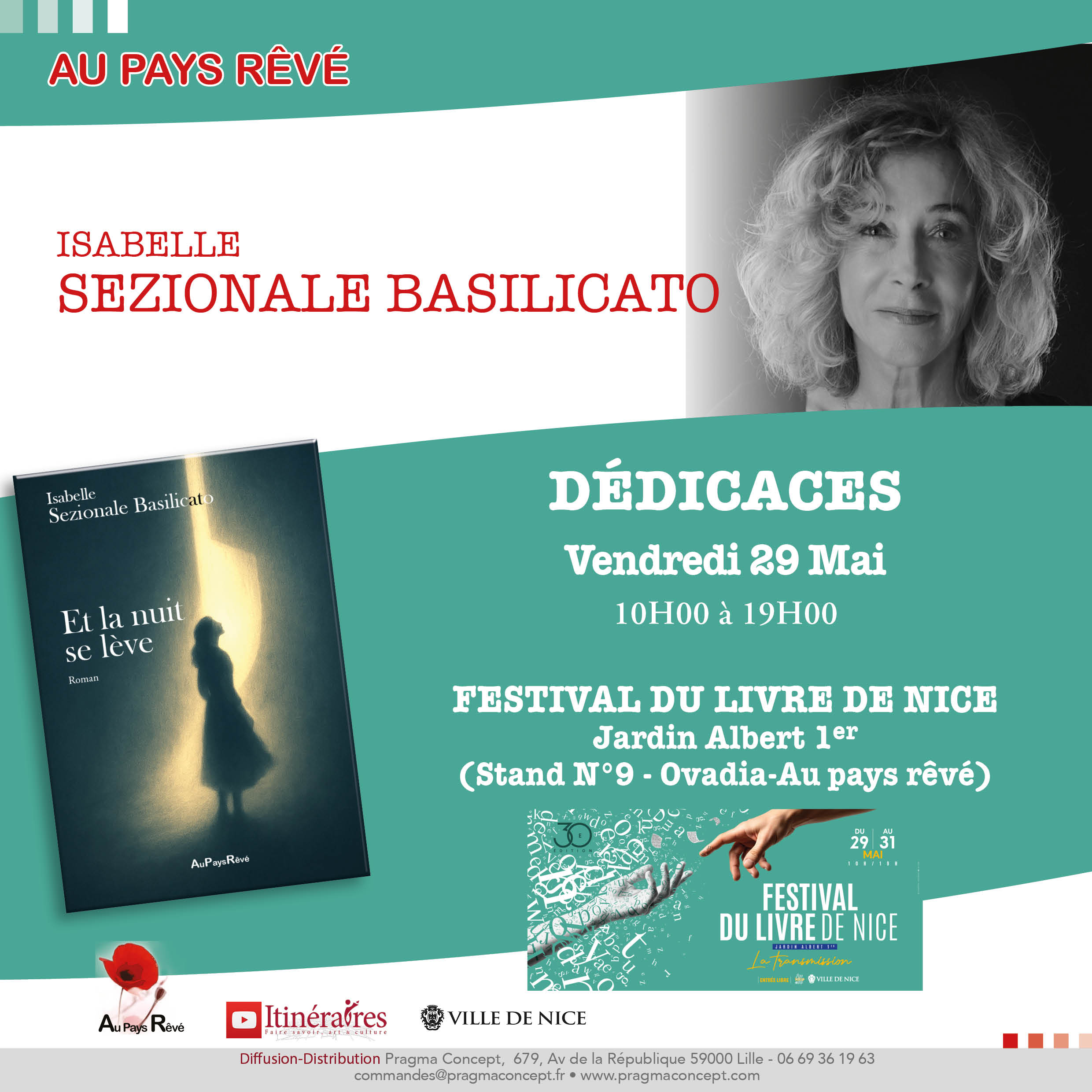 Affiche du Festival du Livre de Nice 2026 avec Isabelle Sezionale Basilicato et Et la nuit se lève